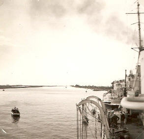 Looking south along the Suez Canal